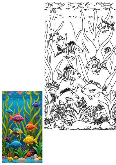 An underwater scene with colorful fish and plants, capturing a vibrant and playful aquatic ecosystem. A visually engaging underwater scene. 