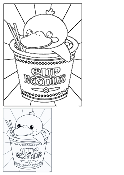 Psyduck in a cup noodle from 20 Psyduck Coloring Pages. A fun, free and printable geometric coloring page for kids and adults.