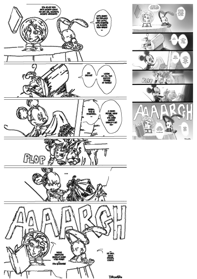 Epic Mickey: Finding Emily fan comic by twisted-wind on DeviantArt. Mickey discovers a distressed Emily in a wedding dress in the attic.