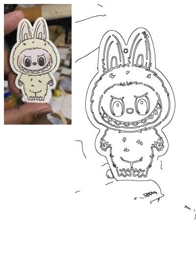 A person holds a sticker featuring a cartoon rabbit with a mischievous monster-like grin, blending cute and slightly unsettling vibes.