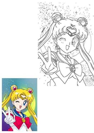 Painting of Sailor Moon winking and giving the peace sign, capturing her iconic look with a starry background, perfect for anime lovers.