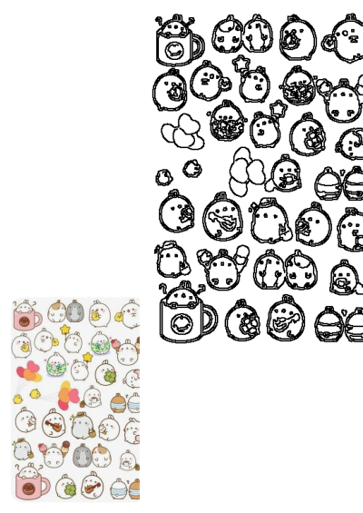 Assorted stickers featuring adorable animals, including Molang and Pipi bunny characters in various kawaii poses and scenarios.